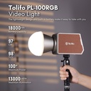 Luz De Video Led Monolight 90W Tolifo PL-100RGB Recargable