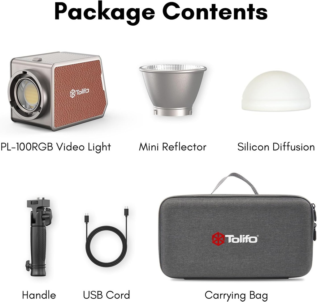 Luz De Video Led Monolight 90W Tolifo PL-100RGB Recargable