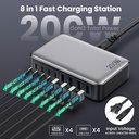 Estacion de Carga GAN III USB 200W 4 Tipo C 4 USB A
