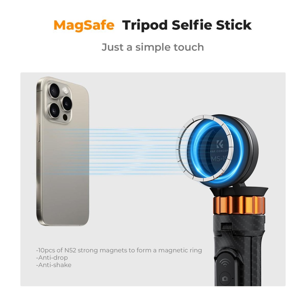 Tripode Selfie Stick MS19 162 cm K&f Concept KF09.139 