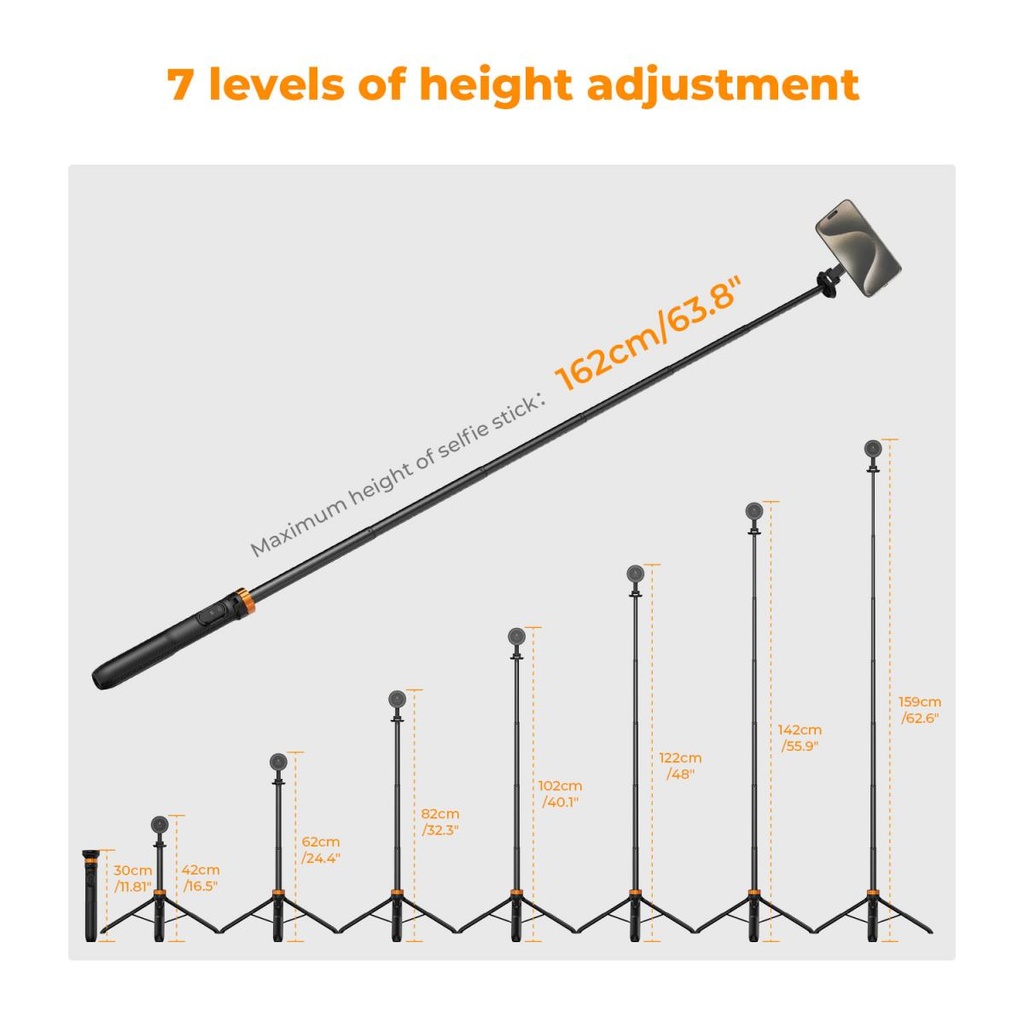 Tripode Selfie Stick MS19 162 cm K&f Concept KF09.139 