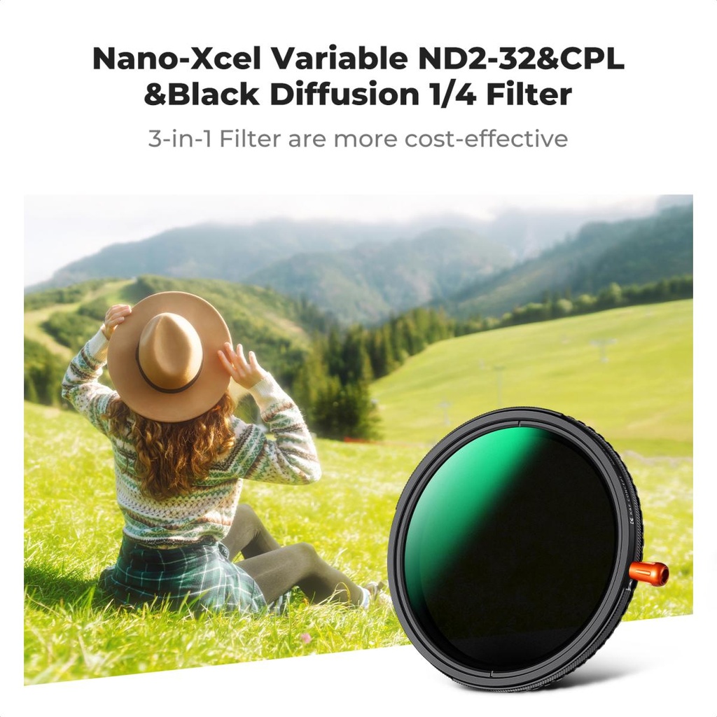 Filtro 3 en 1 Nd Variable CPL Black mist 1/4 K&f Concept Nd2-nd32 77 Mm