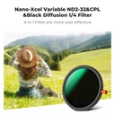 Filtro 3 en 1 Nd Variable CPL Black mist 1/4 K&f Concept Nd2-nd32 77 Mm