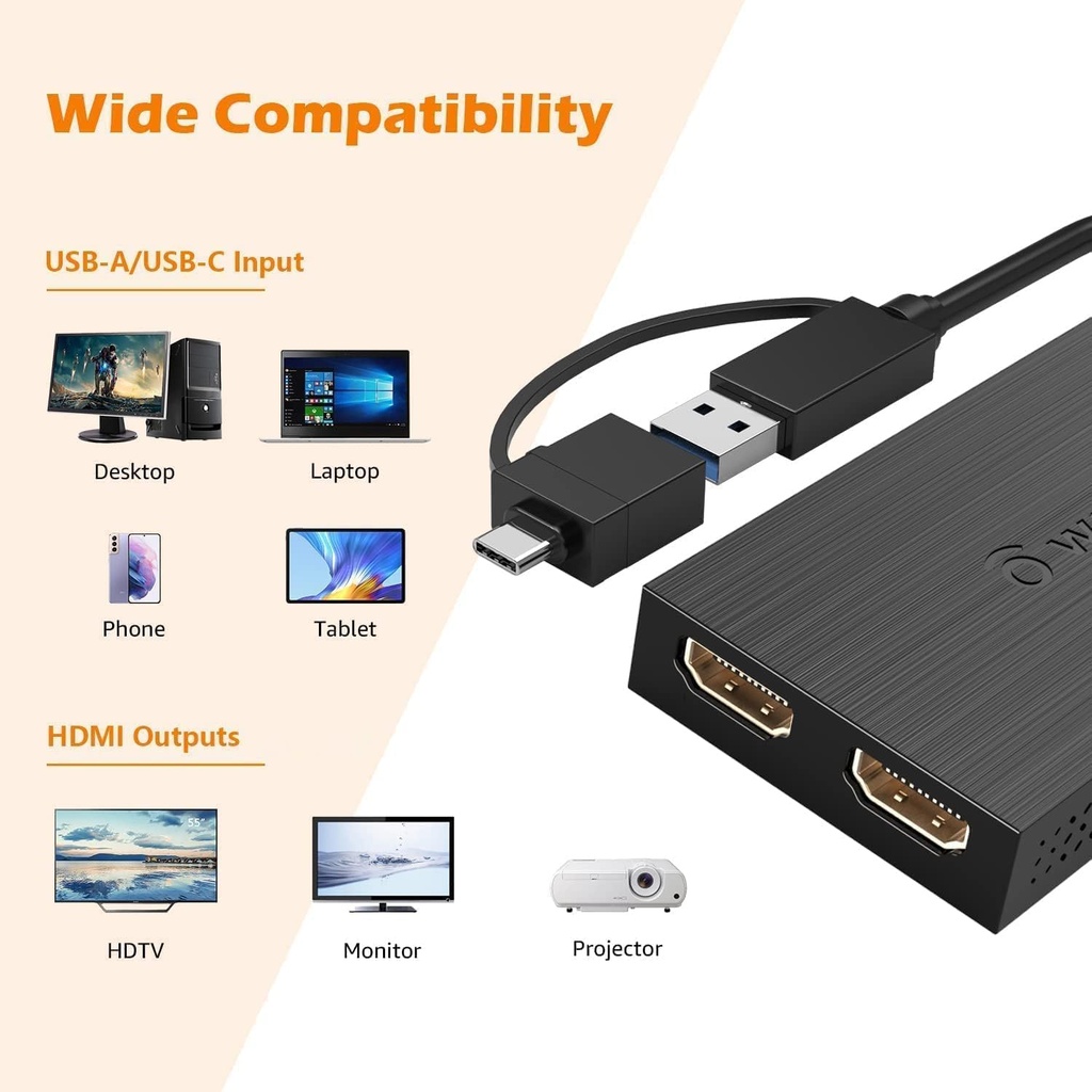 Adaptador USB WAVLINK tarjeta de video USB C a HDMI para monitores duales