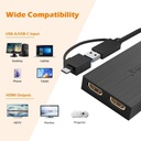 Adaptador USB WAVLINK tarjeta de video USB C a HDMI para monitores duales