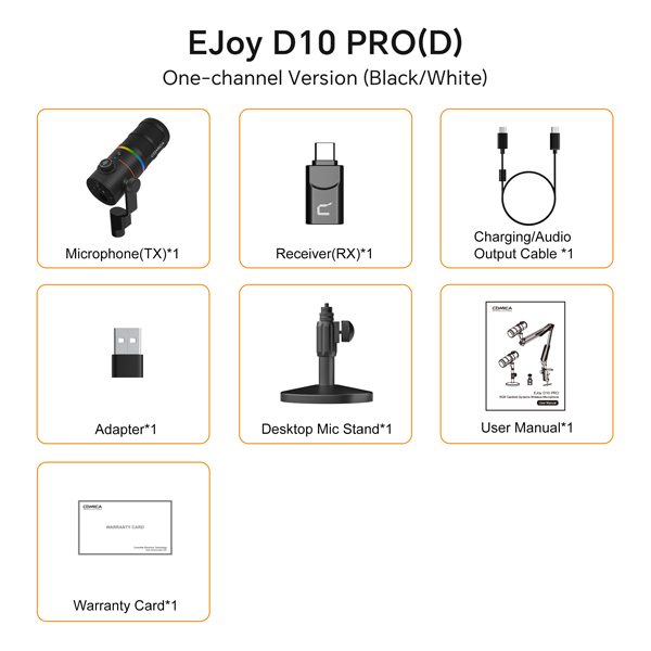Microfono de Podcast Comica Ejoy D10 Pro D XLR USB Wireless