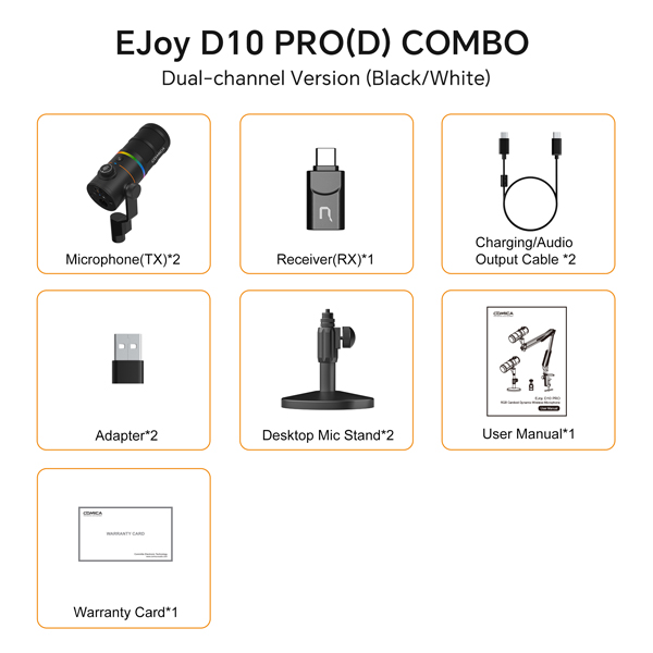 Microfono de Podcast Combo Comica Ejoy D10 Pro D XLR USB Wireless