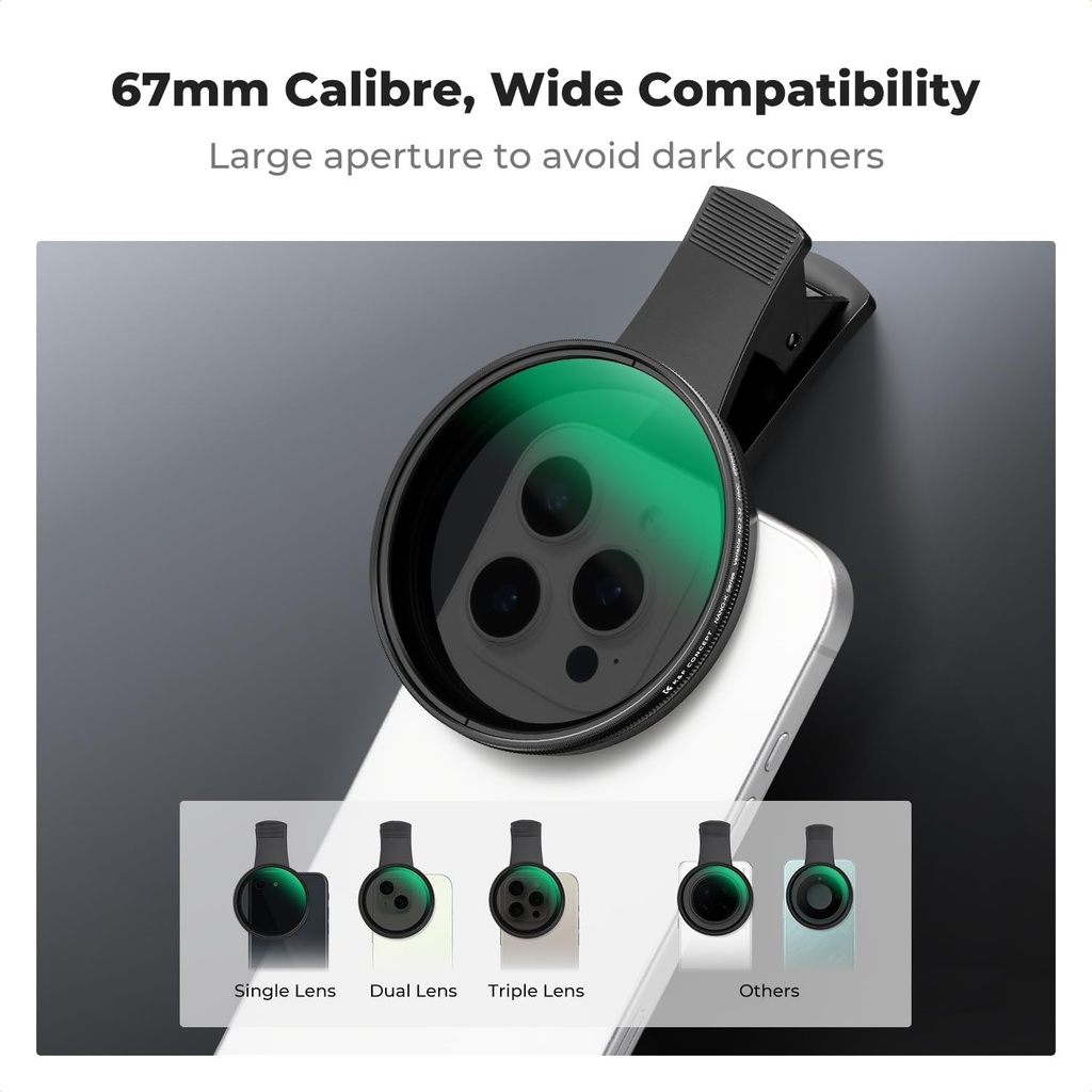 Filtro Nd Variable K&f Concept Nd2-400 con Clip Smartphone 67mm KF01.2901V2