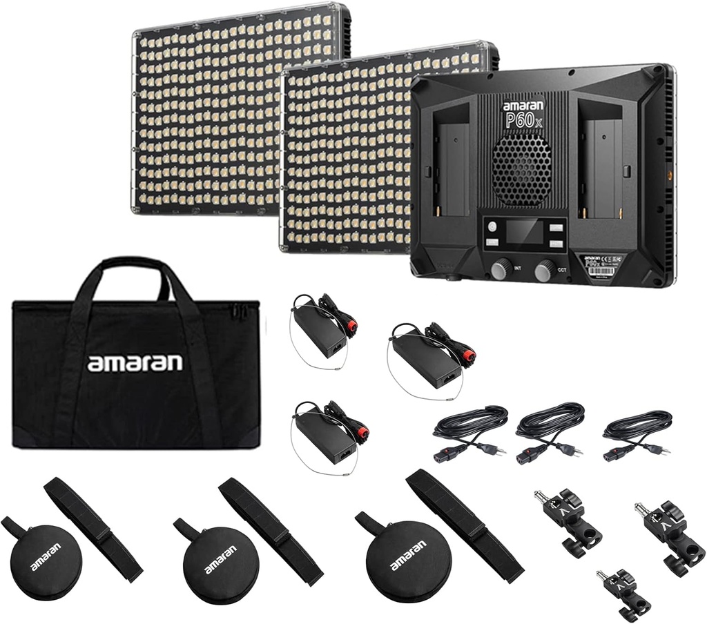 Kit 3 Panel Led Amaran P60x Bicolor 60w Cri95 Tlci96 5070lux