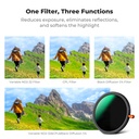 Filtro 3 en 1 Nd Variable CPL Black Mist 1/4 67mm K&f Concept KF01.2067
