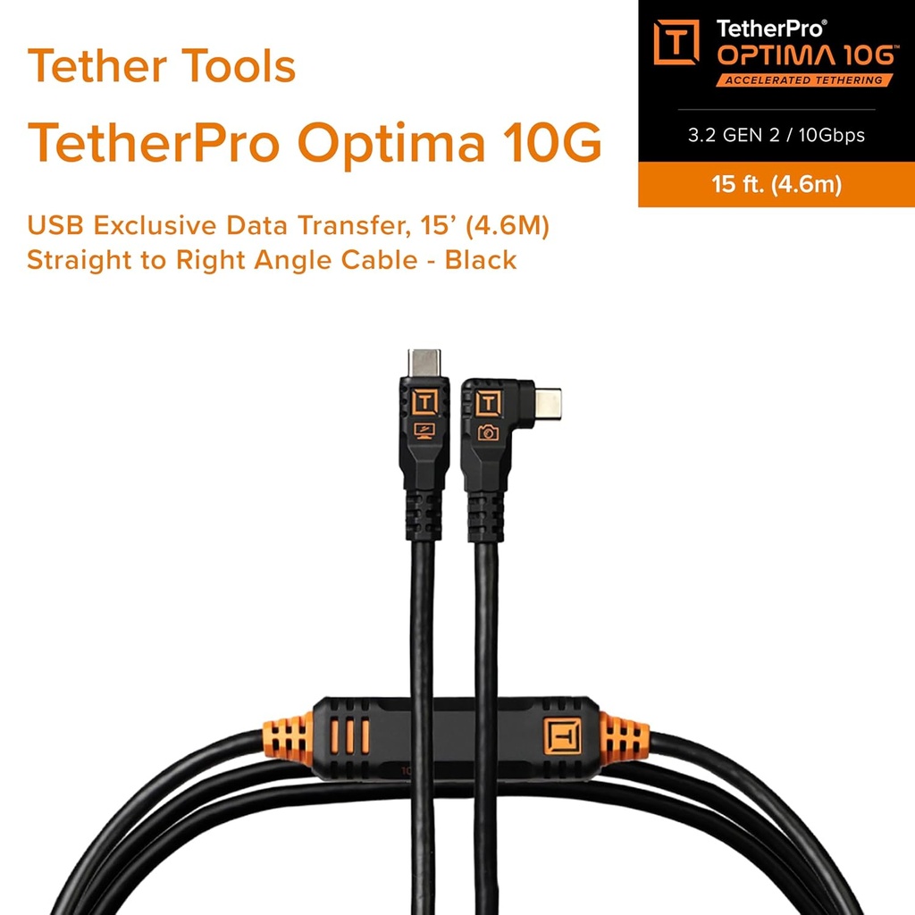Cable Tipo C Tether Tools TetherPro Optima 10G USB 4,6 Mts