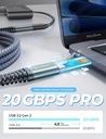 Extension 2 mts USB C 20Gbps USB 3.2 Macho Hermbra 240W 4K@60Hz