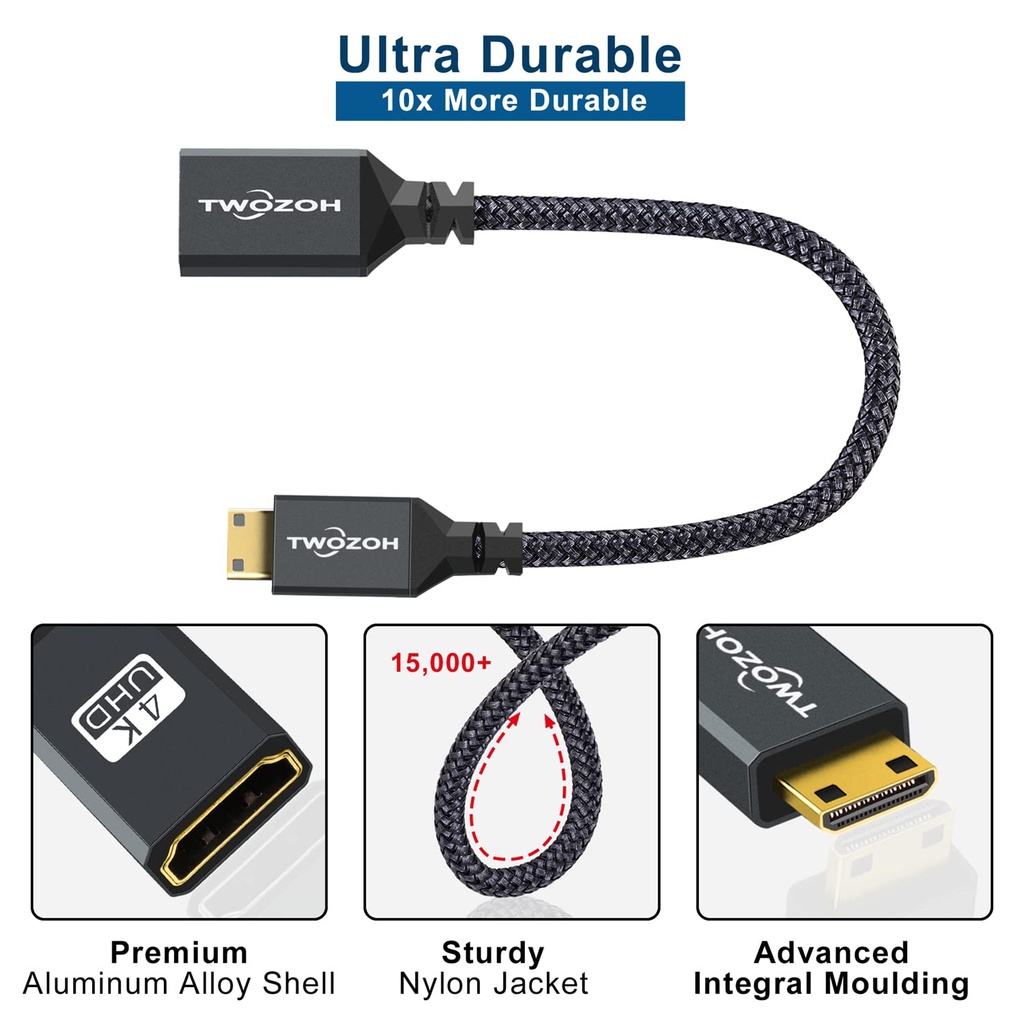 Cable Mini Hdmi Macho a Hdmi Hembra 4K 20 cm