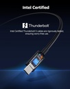 Cable USB C Thunderbolt 5 Certified Intel 1mt 80Gbps hasta 120Gbps 240W
