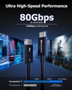 Cable USB C Thunderbolt 5 Certified Intel 1mt 80Gbps hasta 120Gbps 240W