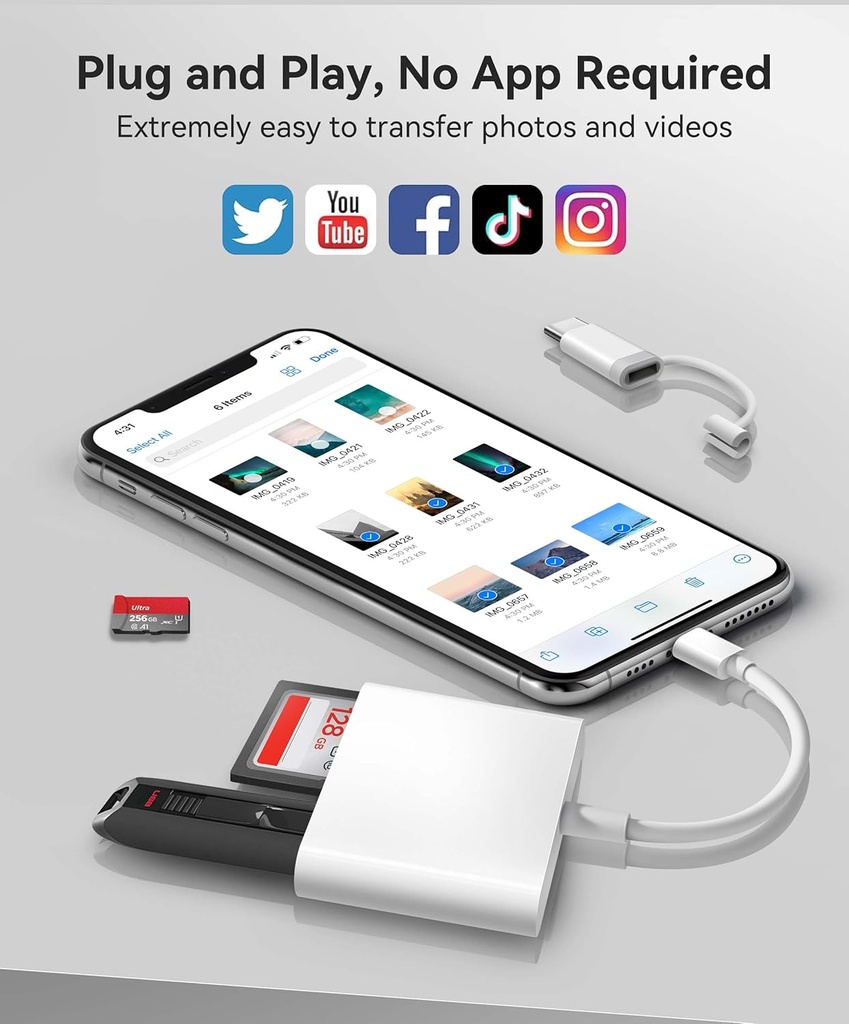 Lector De Tarjetas 2 En 1 Sd Microsd iPhone iPad Macbook
