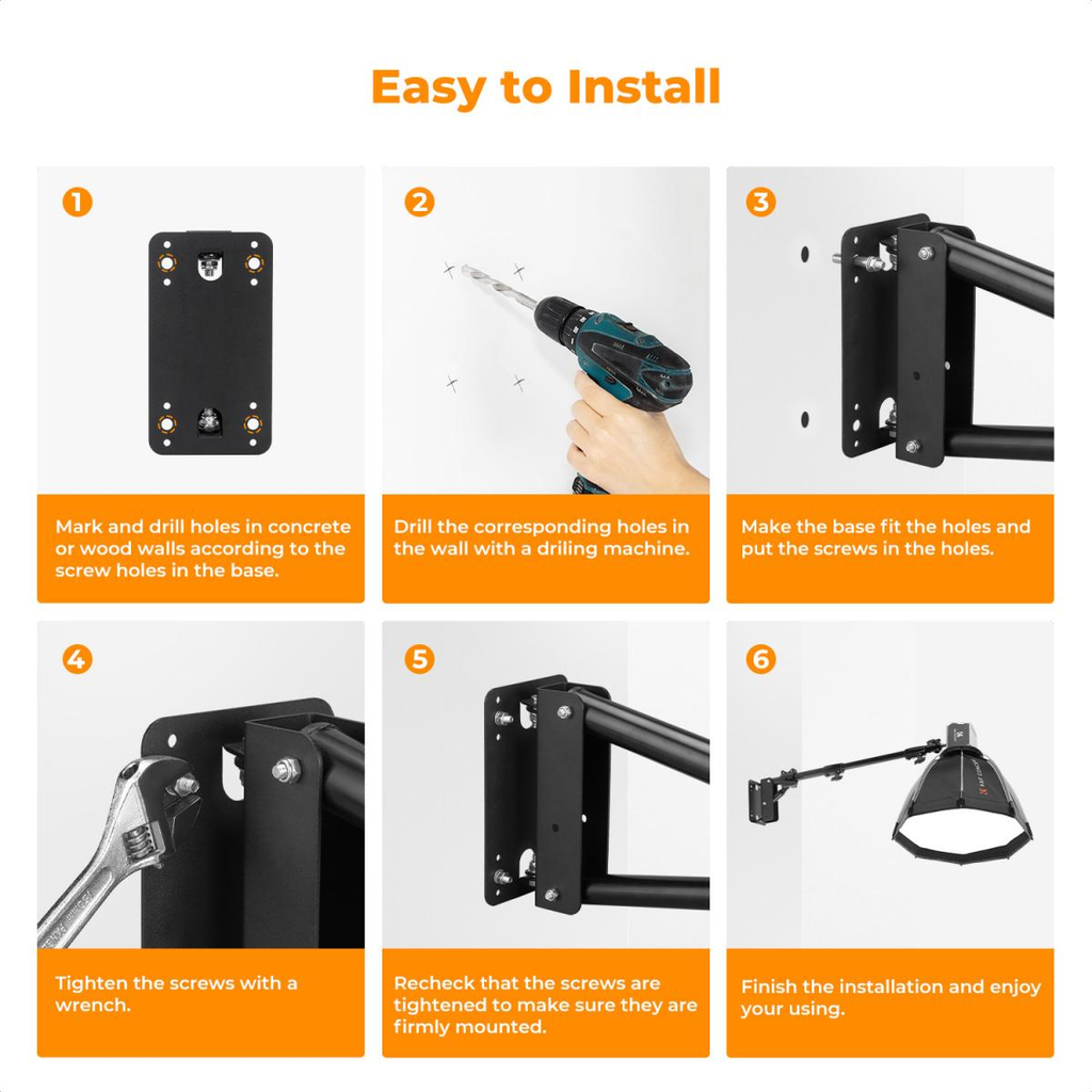 Brazo de Extensión Triangular de Pared KF CONCEPT de 180 cm para luces de video