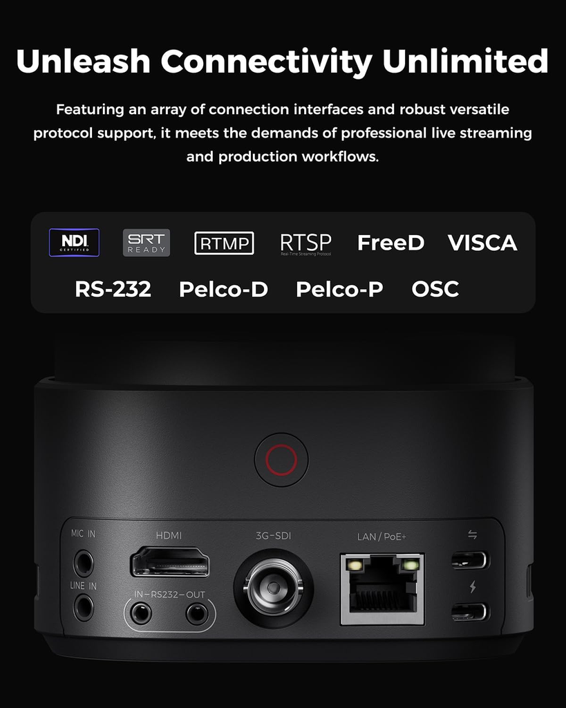 Camara PTZ OBSBOT Tail2 4K 60Fps Zoom 12X SDI HDMI IP USB