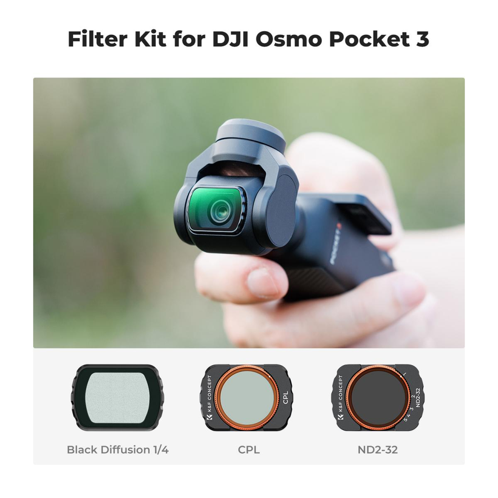 Kit 3 Filtros Magneticos CPL + Black Mist 1/4 + ND2-32 Variable K&f Concept