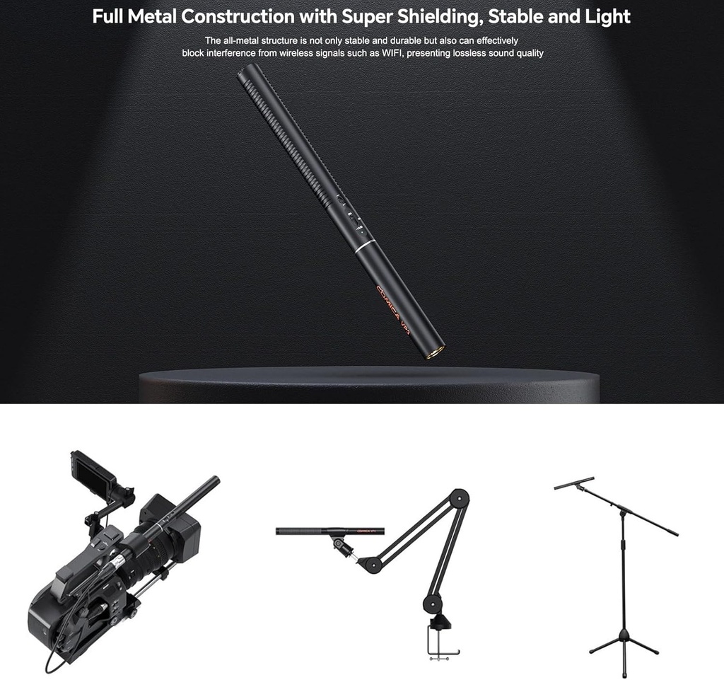 Microfono Shotgun Comica VP3 Super Cardiode Direccional XLR