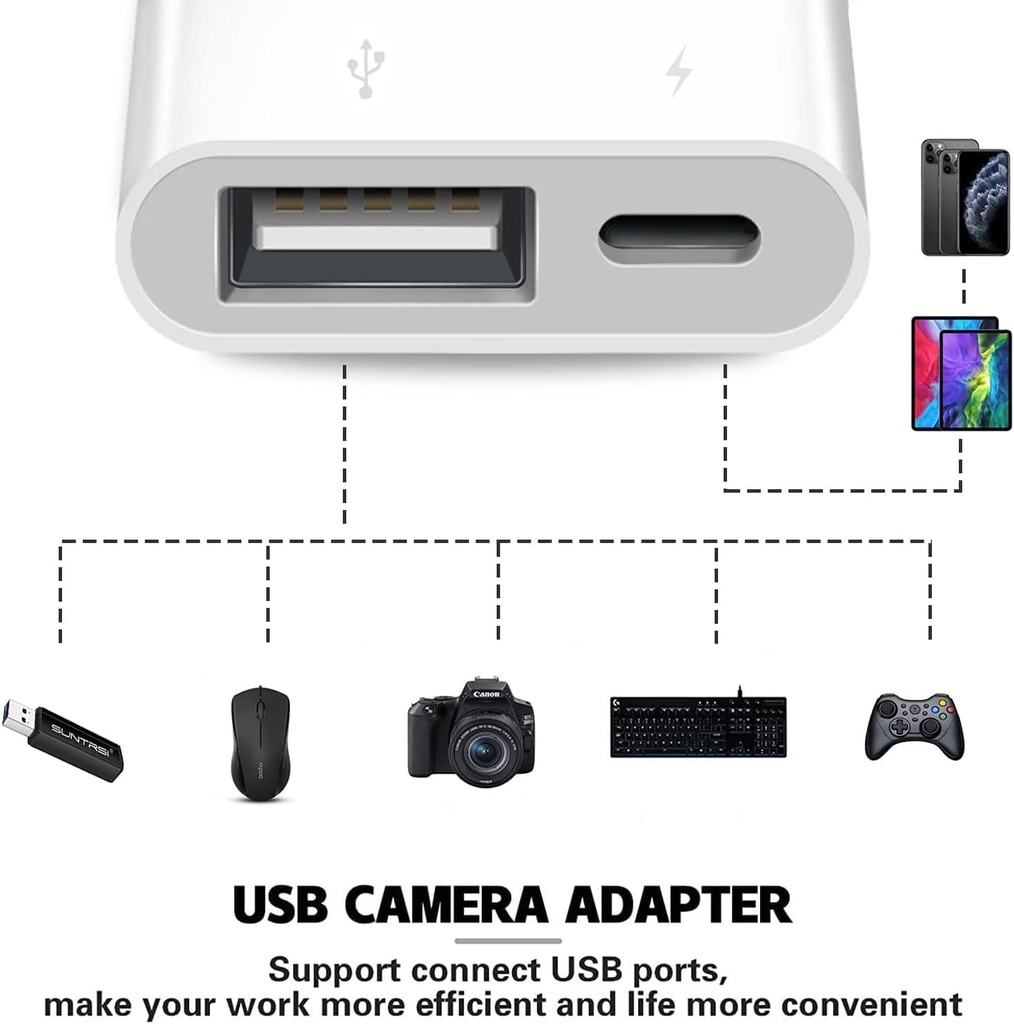 Adaptador Lightning a USB OTG para iPhone 14 y modelos anterioes