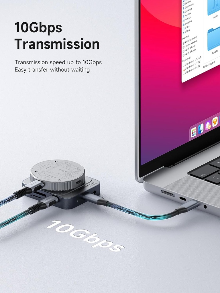 Docking HUB para iPhone Magsafe HDMI 4K Lector SD 3 USB