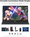 Monitor Portatil 15.6 pulg MNN 1080P FHD IPS USB C HDMI