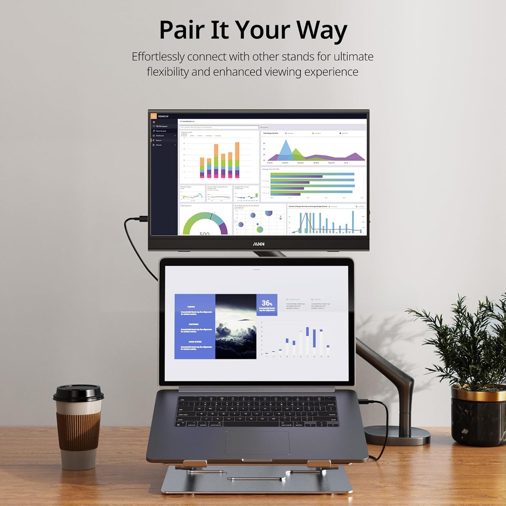 Monitor Portatil 15.6 pulg MNN 1080P FHD IPS USB C HDMI