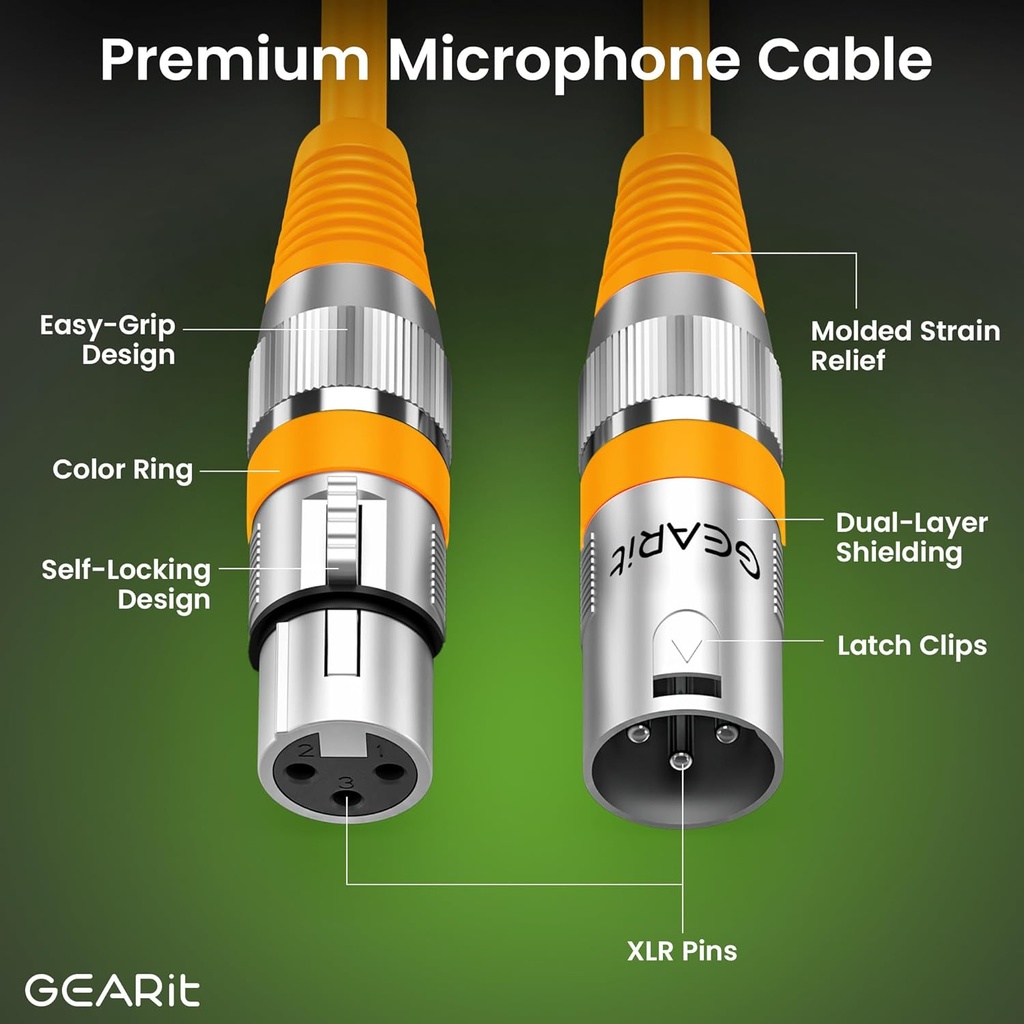 Cable Xlr Macho A Xlr Hembra De 15 Mts Para Microfonos de colores