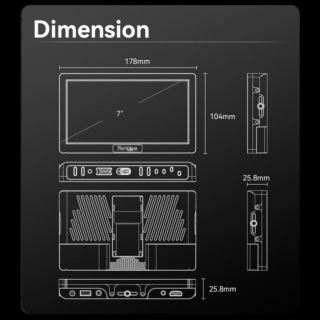 Monitor de Campo Portkeys HD7H 7 Pulg 4K 1000nit Touchscreen