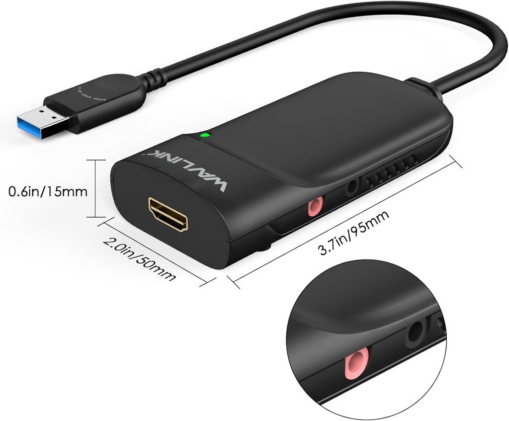 Adaptador de video WAVLINK USB 3.0 a HDMI chips Displaylink