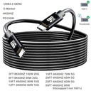 Cable USB-C a USB-C de 15 Metros 4K60Hz GEN2x2 para Video y Sincronización