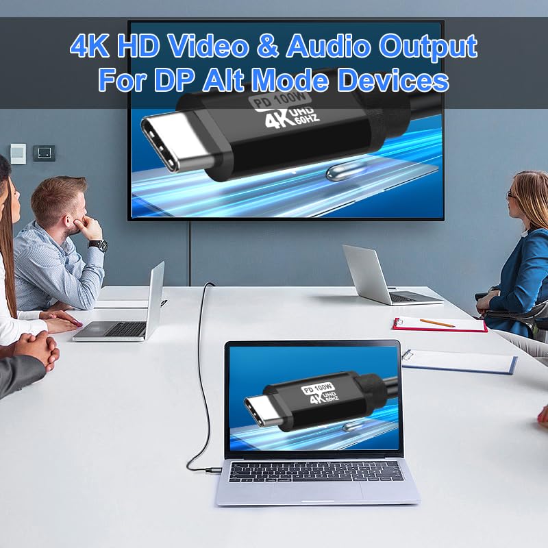 Cable USB-C a USB-C de 15 Metros 4K60Hz GEN2x2 para Video y Sincronización