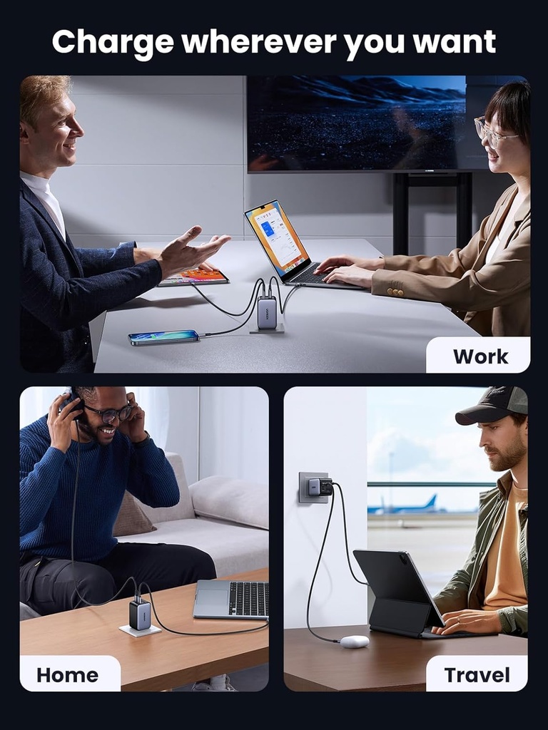 Cargador Rapido GAN 3x USB C 1x USB A Nexode UGREEN 65W