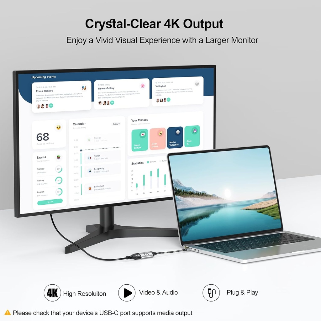 Cable Adaptador Usb C A Hdmi 4k Compatible Thunderbolt 3