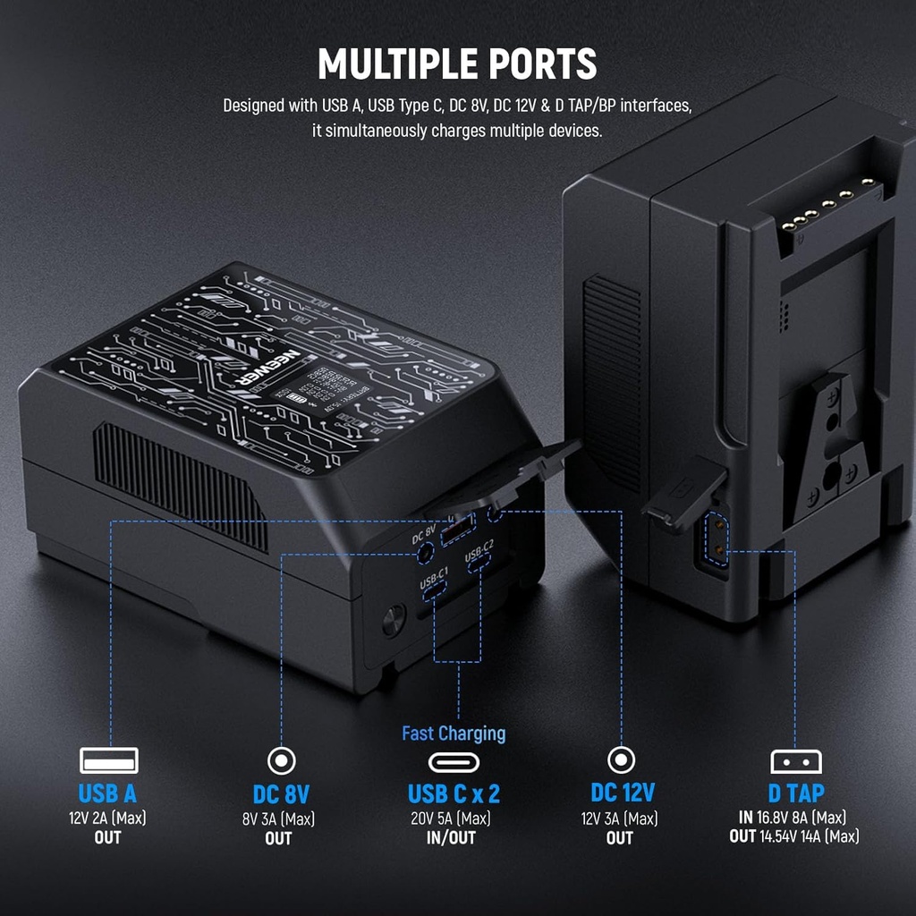 Bateria Vmount Neewer 99wh Smart mini 6800mah 14.5v Pd 100W Usb-c PS099S