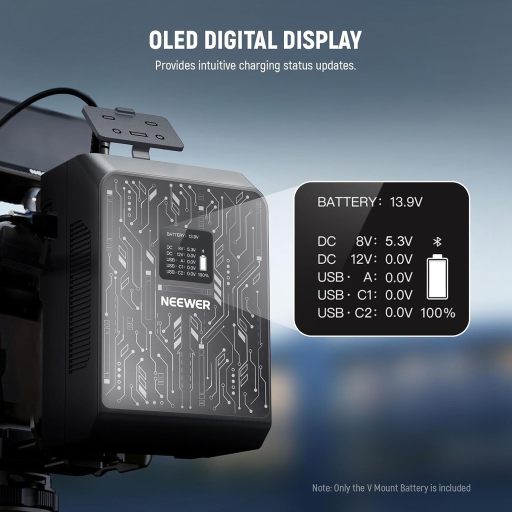 Bateria Vmount Neewer 99wh Smart mini 6800mah 14.5v Pd 100W Usb-c PS099S