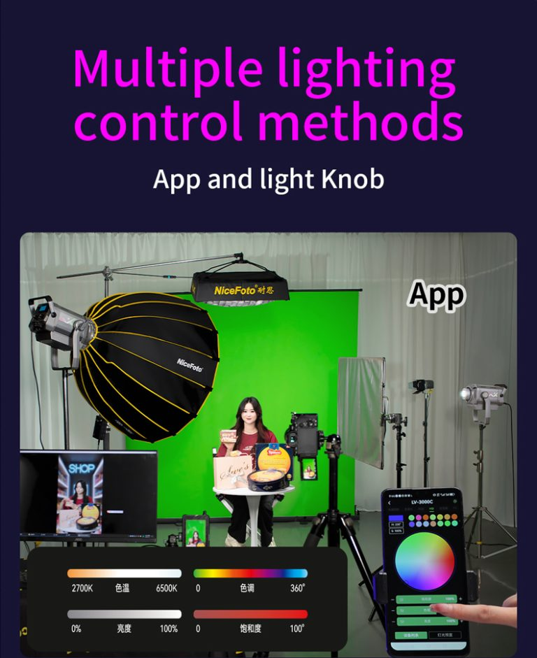 Luz de video LED Nicefoto LV-3000C RGB 300W Profesional