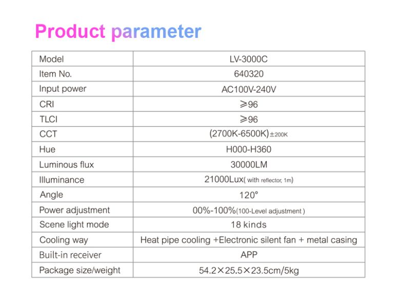 Luz de video LED Nicefoto LV-3000C RGB 300W Profesional