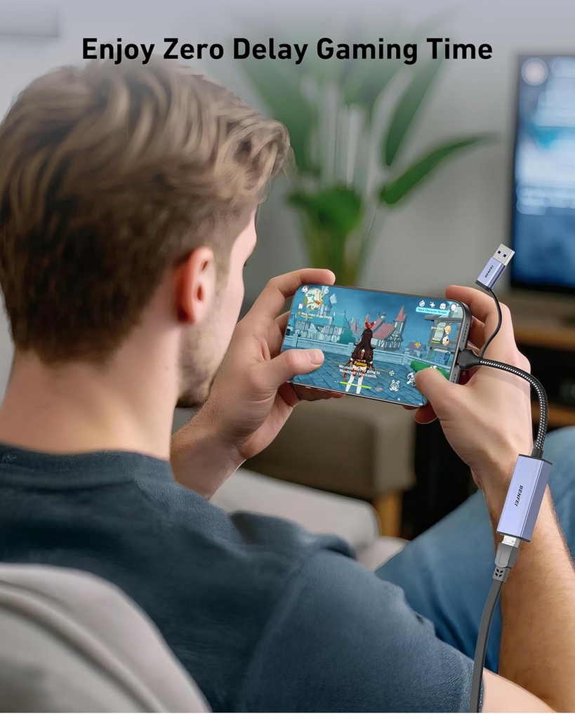 Adaptador USB C USB A a RJ45 Gigabit LAN (1000Mbps) Network Adapter Benfei