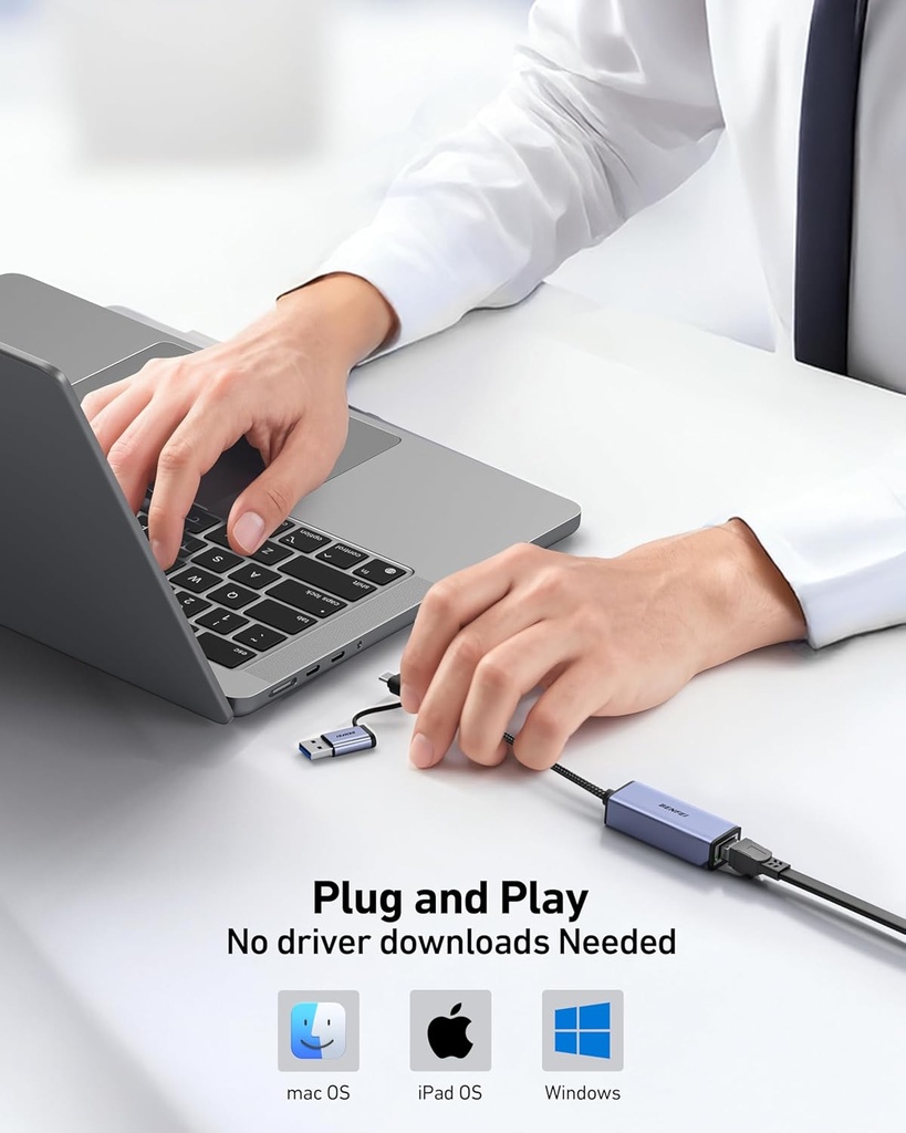 Adaptador USB C USB A a RJ45 Gigabit LAN (1000Mbps) Network Adapter Benfei