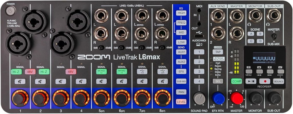 Mezclador Grabador Multipista Zoom Livetrak L6Max 12 Track 32 Bit Flotantes