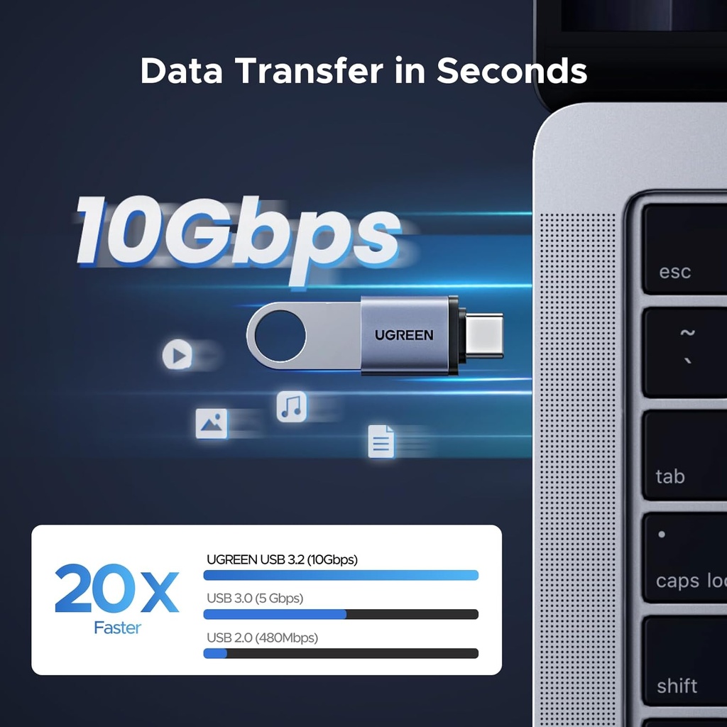 Convertidor Otg Tipo C Macho a Usb 3.0 10Gbps Hembra Ugreen