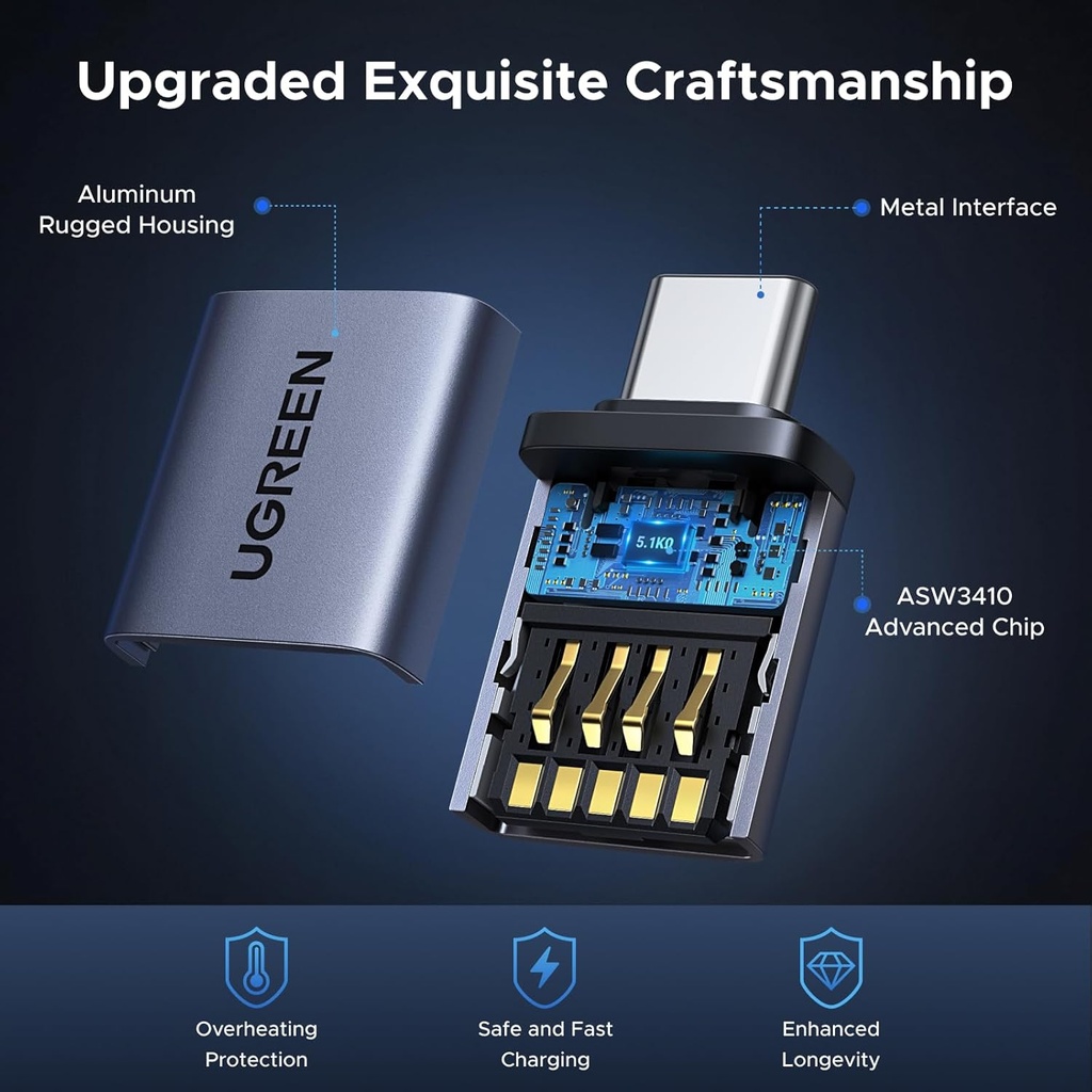 Convertidor Otg Tipo C Macho a Usb 3.0 10Gbps Hembra Ugreen