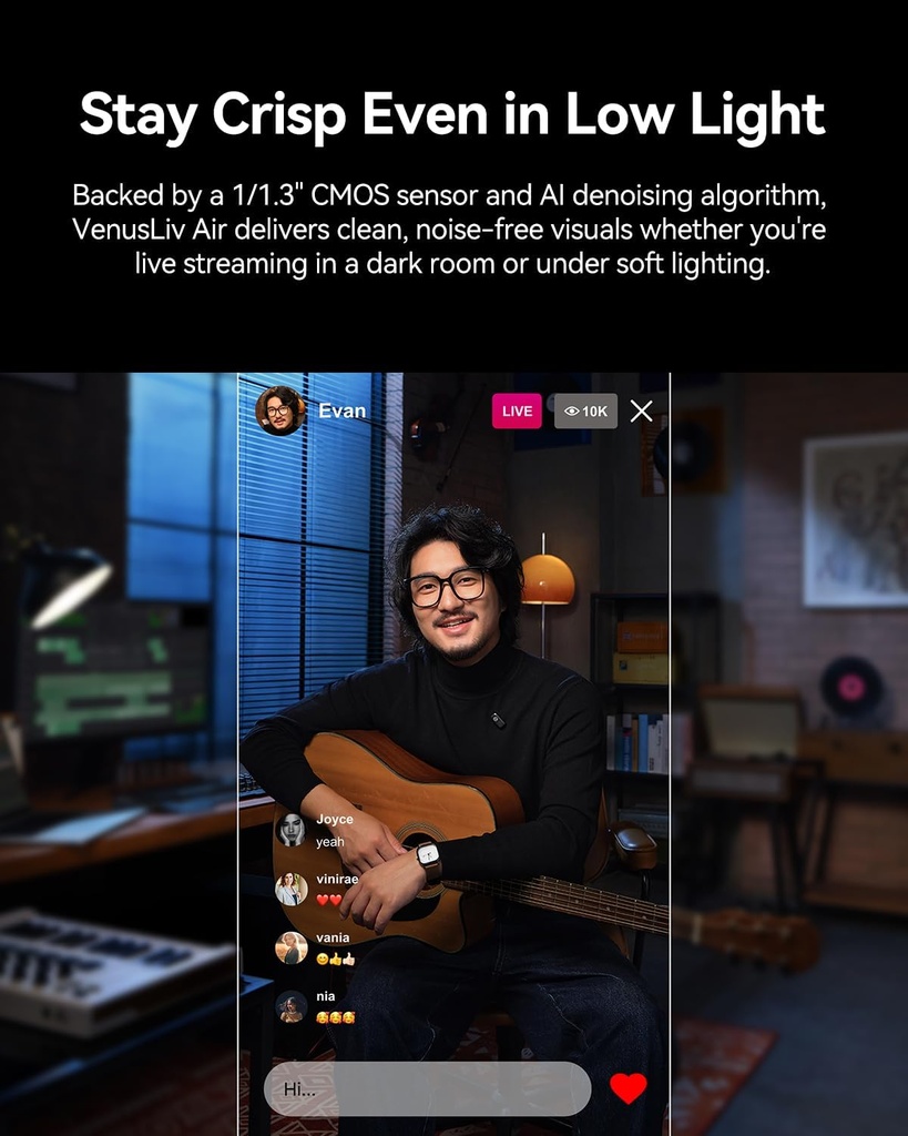 Camara Hollyland VenusLiv Air Sensor 1/1.3" Streaming 4K30p UVC HDMI 