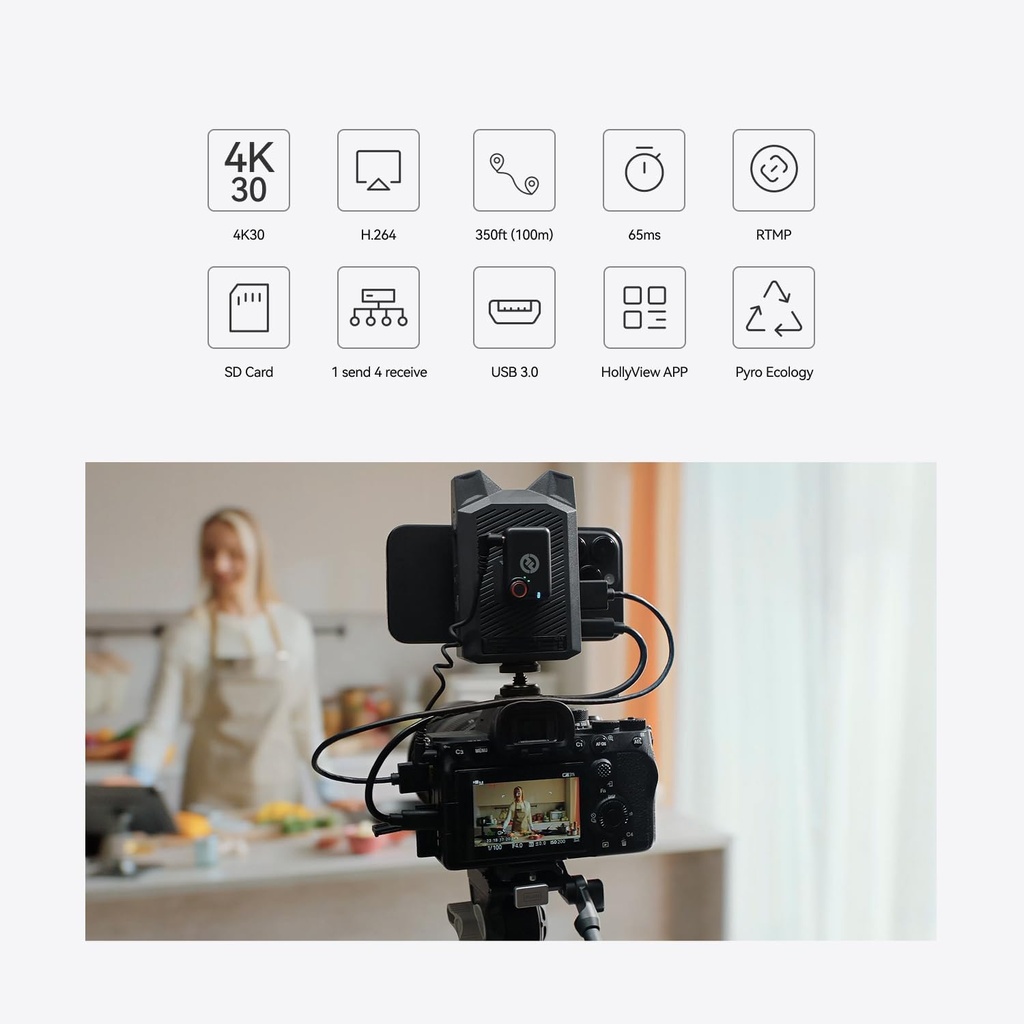 Transmisor Hollyland Vcore 4K 30Fps Baja Latencia 4 Dispositivos
