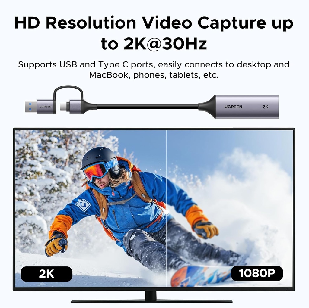 Capturadora de video UGREEN 2K HDMI a USB 3.0 