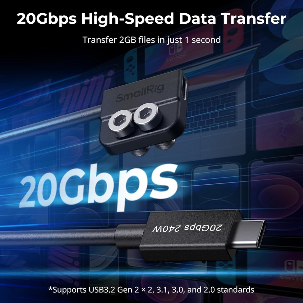 Cable Smallrig USB C Macho Hembra USB 3.2 Gen 2x2 240W 20Gbps para jaula