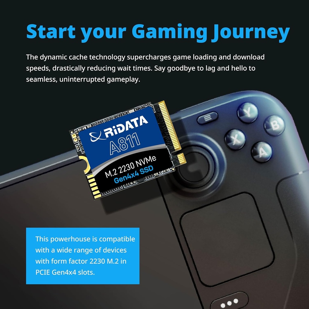Disco Duro 500GB M.2 2230 Ridata A811 PCIe 4.0 Gen 4x4 SLC Cache NVMe