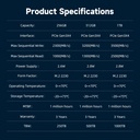 Disco Duro 512GB M.2 2230 KingSpec SSD NVMe Gen3x4, PCIe 3.0 SSD with 3D NAND